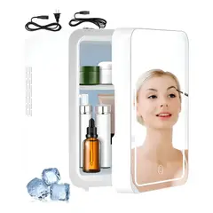 U BUY - 4l Mini Nevera Portátil Con Espejo De Maquillaje Y Luz Led