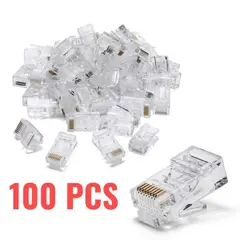 OEM - Bolsa de 100 Conectores RJ45 para Cable de Red - Terminal Ethernet Transparente Multiuso