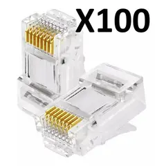OEM - Pack x100 Conector de Red RJ45 Cat5eCat6 - Ideal para Routers, PC y Switches de Red