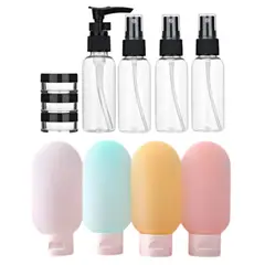 GENERICO - Kit 11 botellas de viaje contenedores portátiles