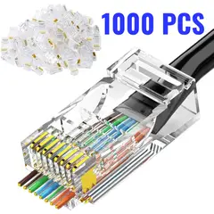 OEM - Bolsa de 1000 Conectores RJ45 para Cable de Red - Terminal Ethernet Transparente Multiuso