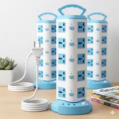 OEM - Multicontacto Vertical Torre 3 USB y 16 Enchufes Organizador de Cables con Carga Inteligente 5Pisos
