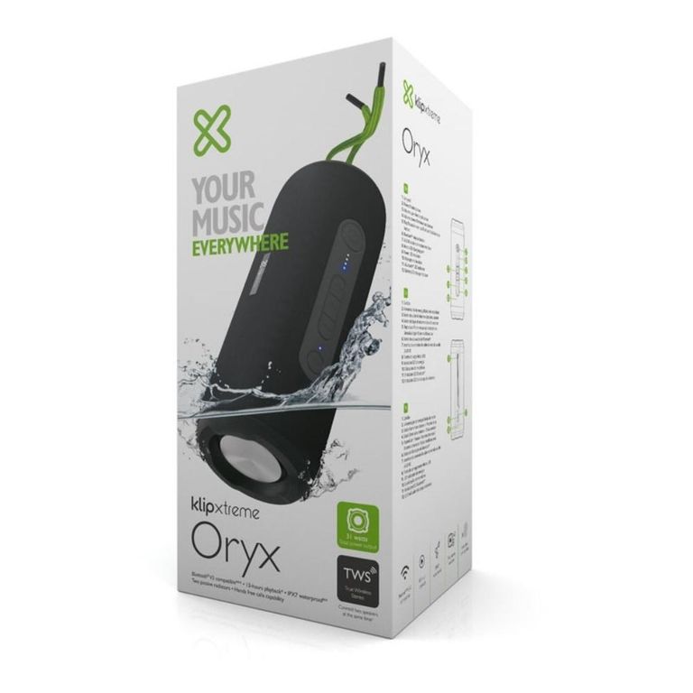 KLIPXTREME - PARLANTE BLUETOOTH PORTATIL DE 31 WATTS -IPX7 - ORYX NEGRO