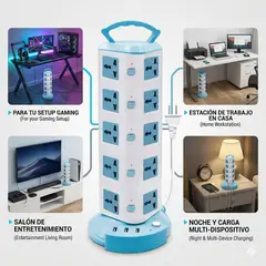 OEM - Torre de Enchufes Universal con Puertos USB - Extensión Vertical Multiuso Ahorro de Energía 5Pisos