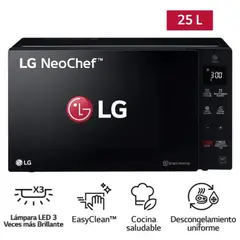 LG - Horno Microondas MS2536GIS Neo Chef 25 Litros Easy Clean Negro