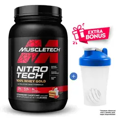 Muscletech - Nitro tech 100% Whey Gold 907 gr Sabor Pastel de Fresa