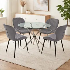 MOBELART - Juego de comedor Mariposa 4 puestos Gris möbelArt