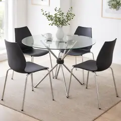 MOBELART - Juego de comedor Brenda 4 puestos Negro möbelArt