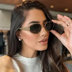 GENERICO - Gafas o lentes ovaladas para mujer de metal de diseño