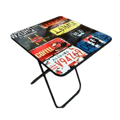 GENERICO - Mesa Auxiliar Plegable Cuadrada Estilo Vintage