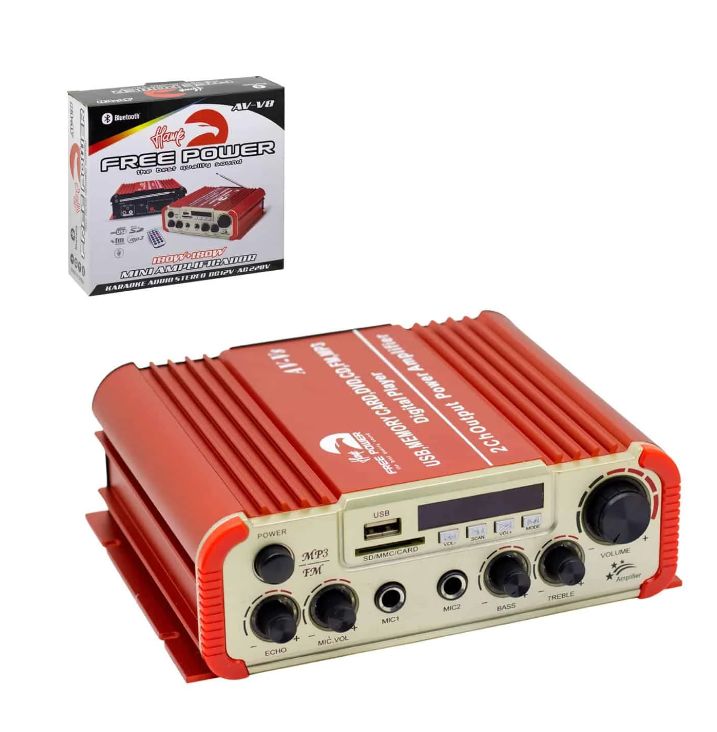 Mini Amplificador 180W con Bluetooth, USB, SD y FM AV-V8 HAWK FREE POWER