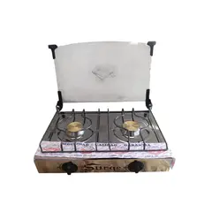 COCINAS SURGE - Cocina de mesa 2 hornillas de acero inoxidable con tapa de vidrio marca Surge