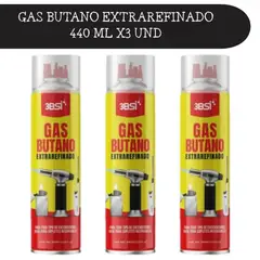 3BSI - Gas Butano Extrarefinado 440 ml x3 UND– Ideal para Sopletes y Encendedores Recargables