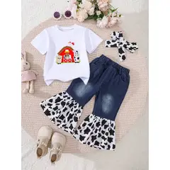 GENERICO - CONJUNTO PARA BEBE DE LA GRANJERA Y VACA LOLA PANTALON + POLO + LAZO