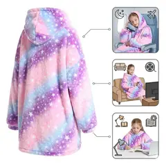 OEM - Polerón Gigante Niñas Luminiscente Estrellas - Sudadera Manta Térmica Ultra Suave Invierno
