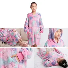 OEM - Sudadera con Capucha Niñas Brilla en la Oscuridad - Polerón Manta Abrigador Talla Única Relax