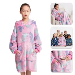 OEM - Polerón Manta con Capucha Niñas Luminiscente - Sudadera Gigante Abrigadora Brilla en la Oscuridad