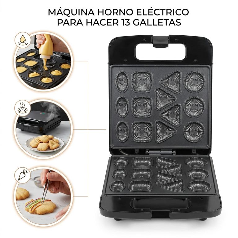 Máquina de Hacer Galletas 1400W con 13 Moldes - Horno Eléctrico de Repostería Casera