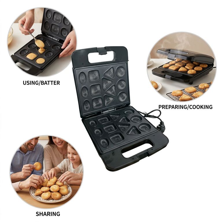 Máquina Eléctrica 13 Galletas con Antiadherente - Ideal para Regalo y Repostería Creativa