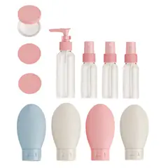 GENERICO - Kit 11 botellas de viaje contenedores portátiles - Rosado