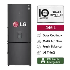 LG - Refrigeradora GB46TGT 446L Door Cooling Bottom Freezer Negro Mate