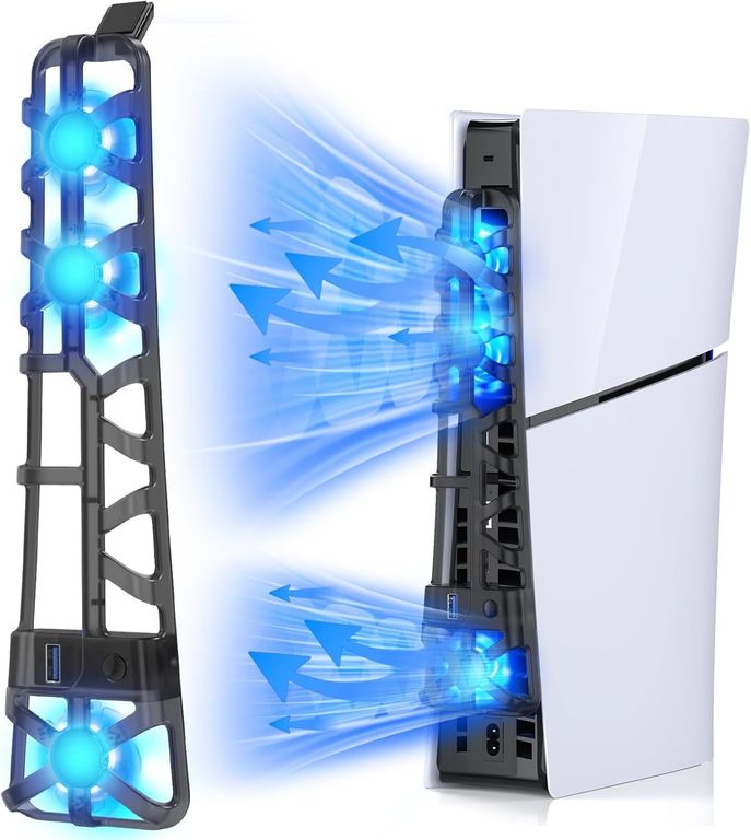 Cooler Ventilador TP5-3538 para PS5 Slim, 3 Velocidades, Luces LED y Puerto USB