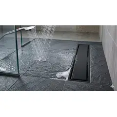 GENERICO - SUMIDERO 60x10CM NEGRO EN ACERO INOXIDABLE CON TRAMPA ANTIOLORES