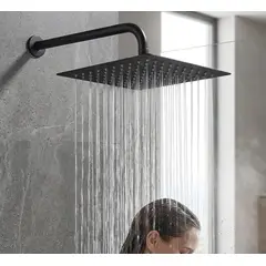 C&A - DUCHA ESPAÑOLA CUADRADA 10x10 PULGADAS ACERO INOX NEGRO MATE