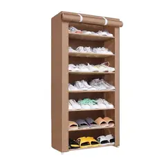 GENERICO - Zapatero Organizador De 7 Niveles Con Protector De Tela Marrón