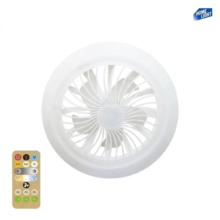 Foco Led Ventilador 24w 3 Tonos de Luz Con Control Remoto HOME LIGHT