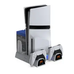 DOBE - Soporte Vertical TP5-3532D para PS5 Fat Slim Pro Base con Cooler y Carga Dual