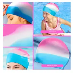 GENERICO - Gorro Acuatico de Cabello para niñas multi color Fucsia celeste