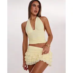 GENERICO - Conjunto Butter Top Halter + Mini Falda Short