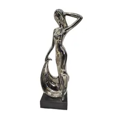 GENERICO - Figura Decorativa Mujer Plateada Moderna Escultura Artística Elegante - Adorno Elegante para Sala Regalo Ideal