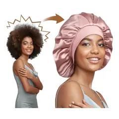 GENERICO - GORRO DE SATIN PARA DORMIR CABELLO LISO Y RIZADO EVITA ENREDOS PALO ROSA