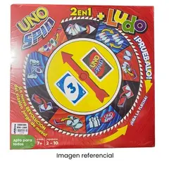 GENERICO - Juego De Mesa Ludo y Uno Spin Off 2 en 1