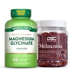 NATURE'S TRUTH - Melatonina en gomitas DGC Nutrition 70 und + Glicinato de Magnesio 200 mg 120 Cap