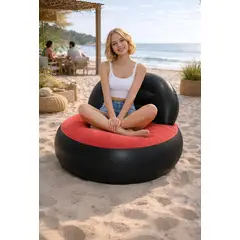 GENERICO - SOFÁ INFLABLE CON RESPALDO PARA EXTERIOR E INTERIOR E INFLADOR PARA PLAYA TERRAZA JARDIN