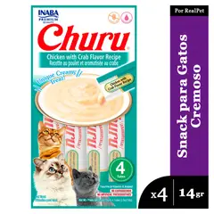 CHURU - Snack Cremoso Gato Pollo y Cangrejo 1 sobre x 4 tubos