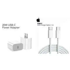 APPLE - PACK CARGADOR 20W + CABLE USB-C 60W 1M -ORIGINAL