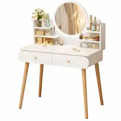 GENERICO - Tocador De Maquillaje Con Espejo LED 2 Cajones Mesa de Tocador Moderna