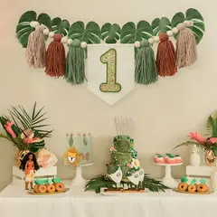 GENERICO - BANNERS DINOSAURIOS PARA NIÑO + TOPPER PARA PASTEL + CORONA