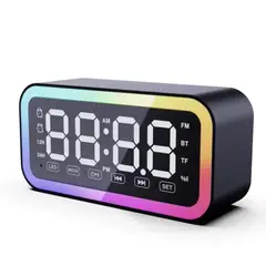 GENERICO - Reloj Despertador LED RGB con Bluetooth, Radio FM Recargable
