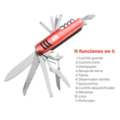 EMERGENCY KIT PERU - Navaja Multiusos 11 en 1 Suiza de Acero Inoxidable