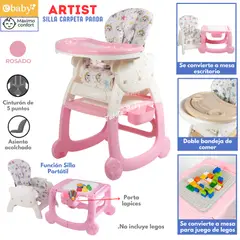 EBABY - Silla de Comer Carpeta Artist Rosado-