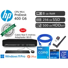 HP - ProDesk Mini 400 G6 i5 10ma 8GB RAM 256GB SSD 500GB HDD EXT Reacondicionada 1 Año de garantía
