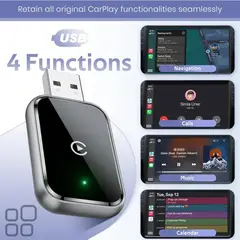 MN ELECTRONICS - Adaptador Carplay Inalámbrico Q1J Bluetooth para Auto Compatible con Iphone y Android