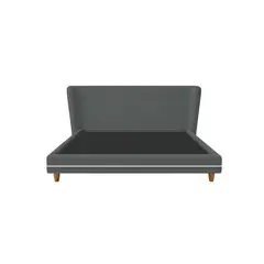 MUEBLES MACRUMO - Cama tapizada Ema con franja decorativa - 1.5plz - Gris oscuro