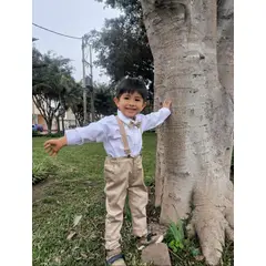 BANNITAS - Conjunto Formal Infantil 4 Piezas Niño Camisa Manga Larga Pantalón 24M Beige