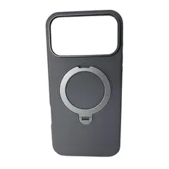 GENERICO - FUNDA DE SEMI CUERO CON ARO MAGSAFE Y SOPORTE PARA IPHONE 17PROMAX PLOMO